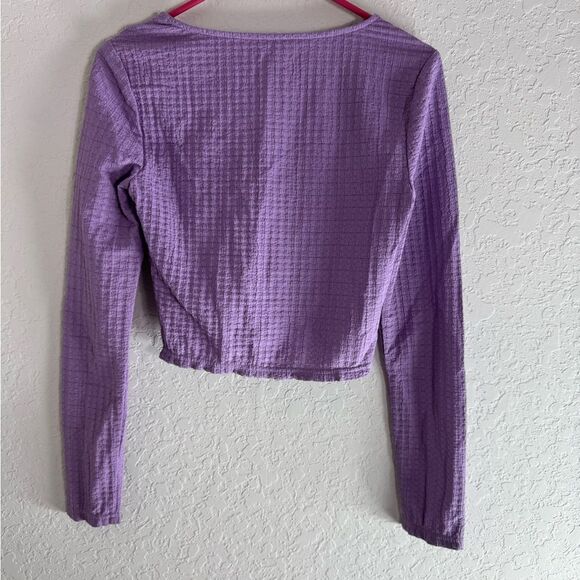 Madewell Squared Neck Textured Long Sleeve Crop Top Size M - Picture 6 of 9